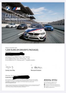 BMW Driving Experience Gutschein über 1200€