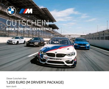 BMW M Driving Experience: M Driver's Package - 2 x Gutschein Wert je 1200€
